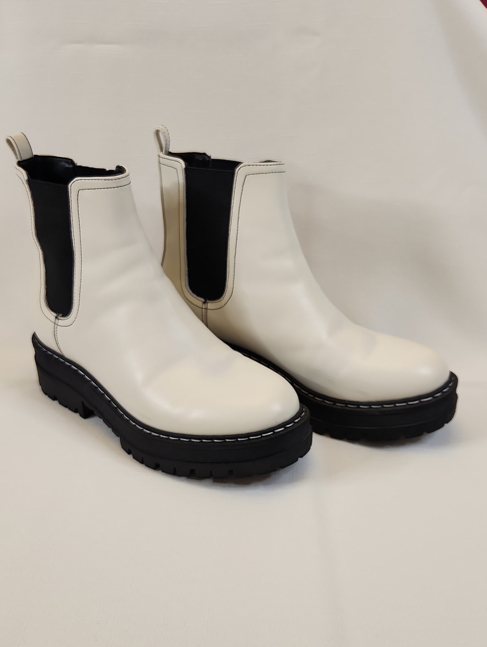 Marc Fisher Chelsea Lug Ankle Boots with Black Elastic Panels
